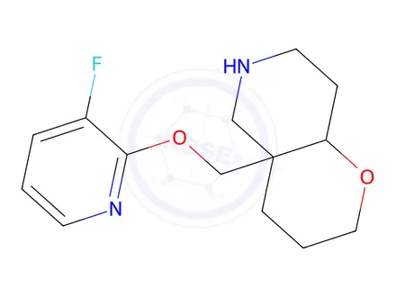Chemical structure of 4A-(((3-fluoropyridin-2-yl)oxy)methyl)octahydro-2H-pyrano[3,2-c]pyridine