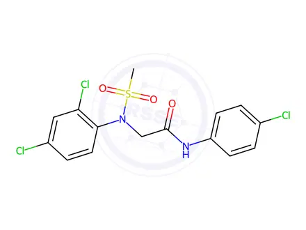 Chemical structure of N-(4-chlorophenyl)-2-(N-(2,4-dichlorophenyl)methylsulfonamido)acetamide
