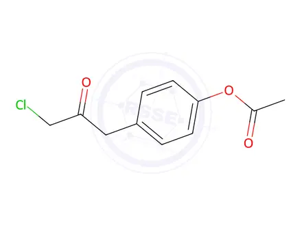 Chemical structure of 4-(3-chloro-2-oxopropyl)phenyl acetate