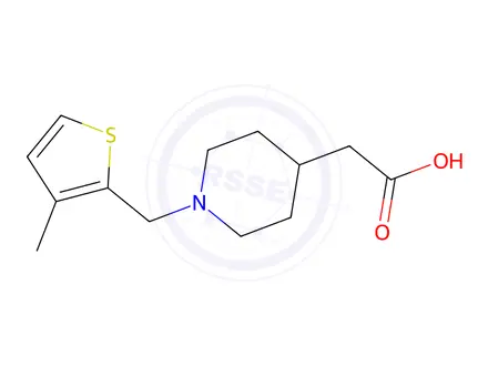 Chemical structure of 2-{1-[(3-methylthiophen-2-yl)methyl]piperidin-4-yl}acetic acid