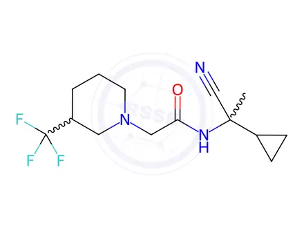 Chemical structure of N-(1-cyano-1-cyclopropylethyl)-2-[3-(trifluoromet hyl)piperidin-1-yl]acetamide