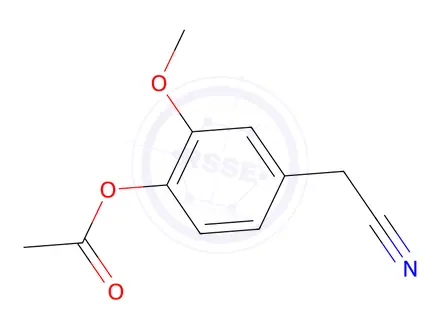 Chemical structure of 4-(Cyanomethyl)-2-methoxyphenyl Acetate