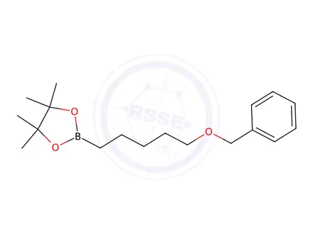 Chemical structure of 2-[5-(Benzyloxy)pentyl]-4,4,5,5-tetramethyl-1,3,2-dioxaborolane
