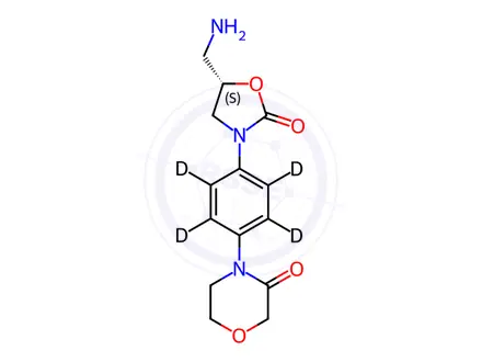 Chemical structure of 4-[4-[(5S)-5-(Aminomethyl)-2-oxo-3-oxazolidinyl]phenyl]-3-morpholinone-d4