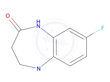 Chemical structure of 8-fluoro-5-methyl-2,3,4,5-tetrahydro-1H-1,5-benzodiazepin-2-one