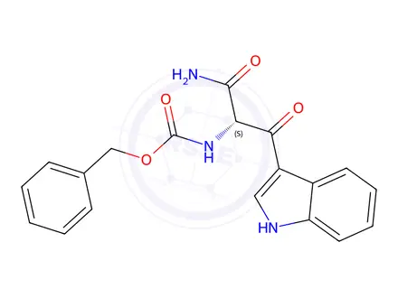 Chemical structure of (L)-N-Benzyloxycarbonyl-β-oxo-tryptophaneamide