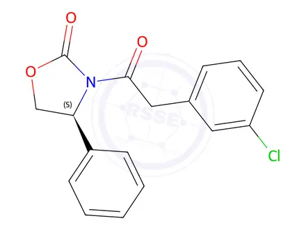 Chemical structure of (S)-3-(2-(3-Chlorophenyl)acetyl)-4-phenyloxazolidin-2-one