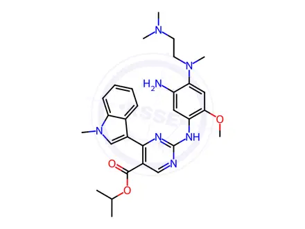 Chemical structure of Isopropyl 2-((5-amino-4-((2-(dimethylamino)ethyl)(methyl)amino)-2-methoxyphenyl)amino)-4-(1-methyl-1H-indol-3-yl)pyrimidine-5-carboxylate