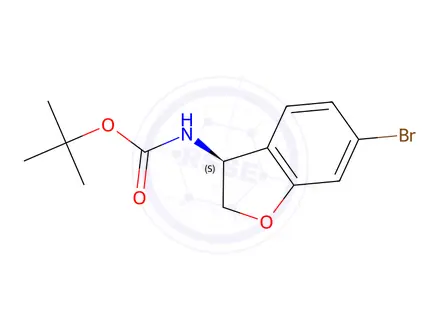 Chemical structure of Tert-butyln-[(3S)-6-bromo-2,3-dihydrobenzofuran-3-yl]carbamate