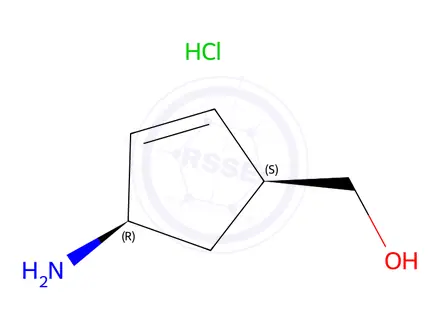 Chemical structure of (1S,4R)-(4-Aminocyclopent-2-enyl)methanol Hydrochloride