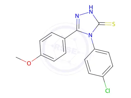 Chemical structure of 4-(4-chlorophenyl)-5-(4-methoxyphenyl)-4H-1,2,4-triazole-3-thiol