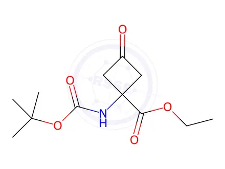 Chemical structure of Ethyl 1-([(tert-Butoxy)carbonyl]amino)-3-oxocyclobutane-1-carboxylate