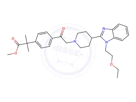 Chemical structure of Methyl 2-(4-(2-(4-(1-(2-ethoxyethyl)-1H-benzo[d]imidazol-2-yl)piperidin-1-yl)acetyl)phenyl)-2-methylpropanoate