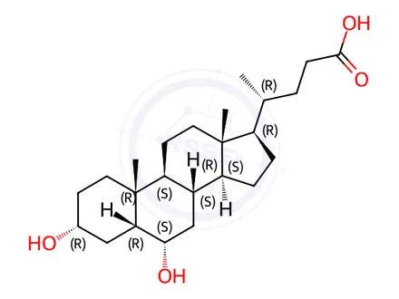 Chemical structure of Hyodeoxycholic acid (83-49-8)