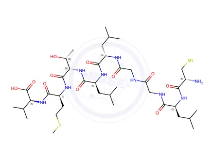 Chemical structure of L-Cysteinyl-L-leucylglycylglycyl-L-leucyl-L-leucyl-L-threonyl-L-methionyl-L-valine