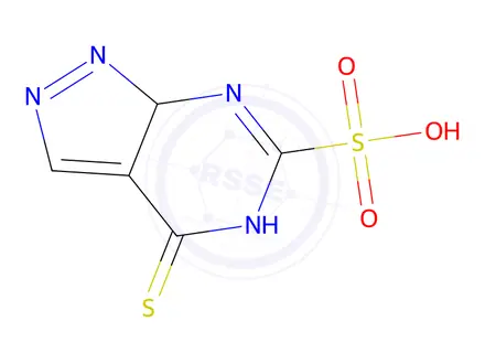 Chemical structure of 4-sulfanylidene-1H,4H,7H-pyrazolo[3,4-d]pyrimidine-6-sulfonic acid
