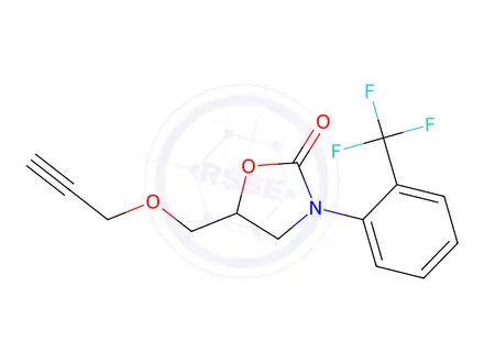 Chemical structure of 5-[(2-Propynyloxy)methyl]-3-[2-(trifluoromethyl)phenyl]-2-oxazolidinone