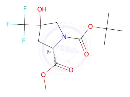 Chemical structure of (2S)-1-tert-Butyl 2-methyl 4-hydroxy-4-(trifluoromethyl)pyrrolidine-1,2-dicarboxylate