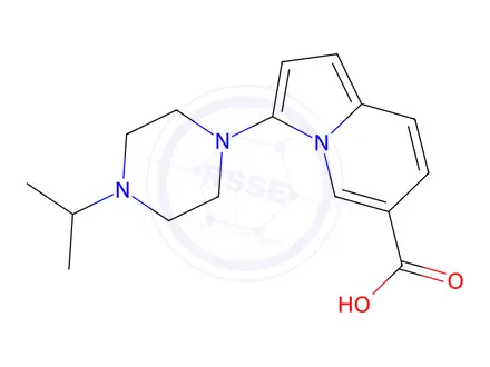 Chemical structure of 3-(4-Isopropylpiperazin-1-yl)indolizine-6-carboxylic acid