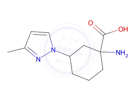 Chemical structure of 1-Amino-3-(3-methyl-1h-pyrazol-1-yl)cyclohexane-1-carboxylic acid