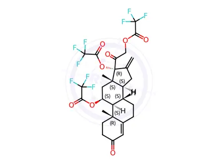Chemical structure of Pregn-4-ene-3,20-dione, 11beta,17,21-trihydroxy-16-methylene-, tris(tr ifluoroacetate)