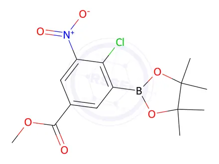 Chemical structure of Methyl 4-chloro-3-nitro-5-(4,4,5,5-tetramethyl-1,3,2-dioxaborolan-2-yl)benzoate