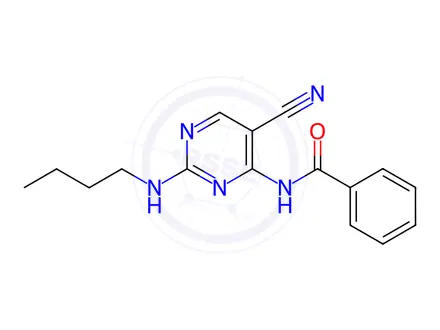 Chemical structure of N-(2-(Butylamino)-5-cyanopyrimidin-4-yl)benzamide