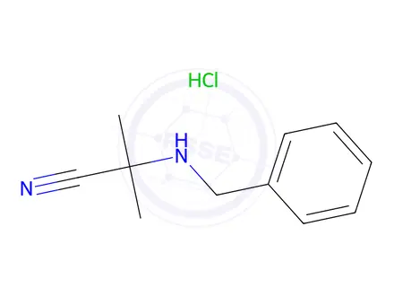 Chemical structure of 2-(Benzylamino)-2-methylpropanenitrile hydrochloride