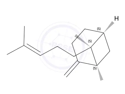 Chemical structure of (1S,5S,6S)-6-Methyl-2-methylene-6-(4-methyl-3-pentenyl)bicyclo[3.1.1]heptane