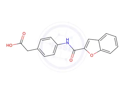 Chemical structure of 2-[4-(1-Benzofuran-2-amido)phenyl]acetic Acid