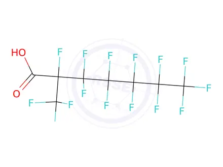 Chemical structure of Heptanoic acid, 2,3,3,4,4,5,5,6,6,7,7,7-dodecafluoro-2-(trifluoromethyl)-