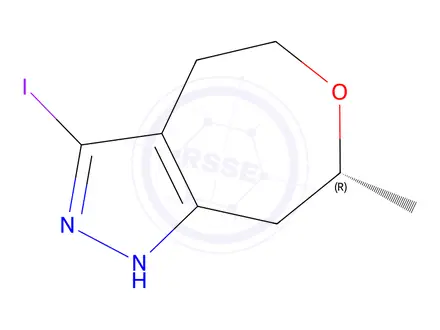 Chemical structure of (R)-3-iodo-7-methyl-4,5,7,8-tetrahydro-1H-oxepino[4,5-c]pyrazole