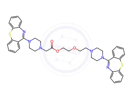Chemical structure of Di(2-(4-(dibenzo[b,f][1,4]thiazepin-11-yl)piperazin-1-yl))-2-propoxyethyl Propionate