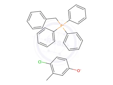 Chemical structure of benzyltriphenylphosphonium, salt with p-chloro-m-cresol (1:1)