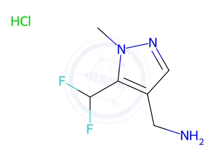 Chemical structure of (5-(Difluoromethyl)-1-methyl-1H-pyrazol-4-yl)methanamine hydrochloride