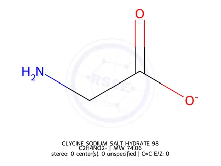Chemical structure of GLYCINE SODIUM SALT HYDRATE 98