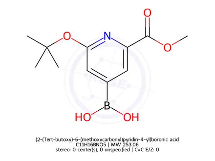 Chemical structure of (2-(Tert-butoxy)-6-(methoxycarbonyl)pyridin-4-yl)boronic acid