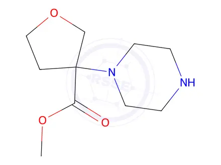 Chemical structure of Methyl 3-(piperazin-1-yl)tetrahydrofuran-3-carboxylate