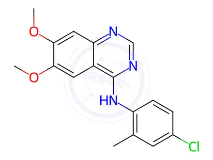 Chemical structure of N-(4-chloro-2-methylphenyl)-6,7-dimethoxyquinazolin-4-amine