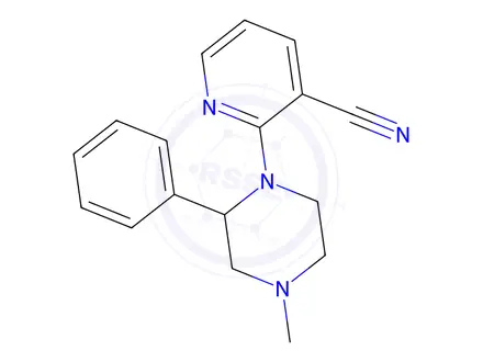 Chemical structure of 1-(3-Cyano-2-pyridyl)-4-methyl-2-phenylpiperazine