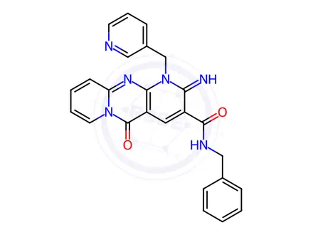 Chemical structure of N-Benzyl-2-imino-5-oxo-1-(pyridin-3-ylmethyl)-2,5-dihydro-1H-dipyrido[1,2-a:2',3'-d]pyrimidine-3-carboxamide