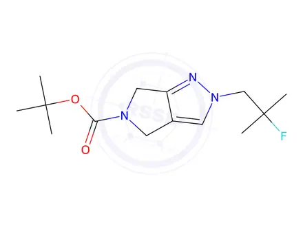 Chemical structure of tert-Butyl 2-(2-fluoro-2-methylpropyl)-4,6-dihydropyrrolo[3,4-c]pyrazole-5(2H)-carboxylate