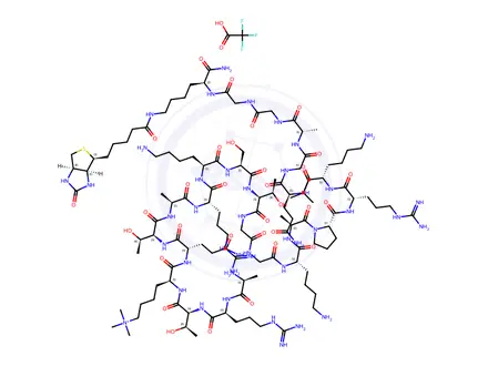 Chemical structure of (Lys(Me)??)-Histone H3 (1-21)-Gly-Gly-Lys(biotinyl) amide trifluoroacetate salt