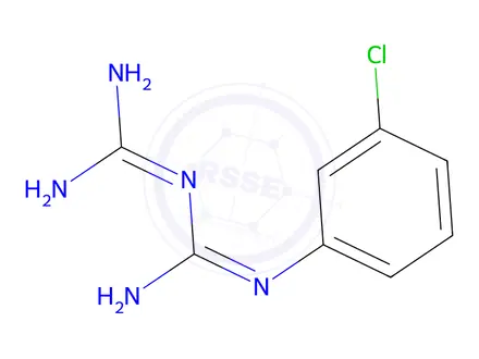 Chemical structure of N-(3-Chlorophenyl)-N'-(diaminomethylene)guanidine