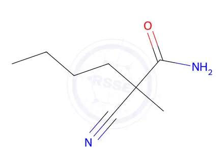 Chemical structure of Hexanamide, 2-cyano-2-methyl-
