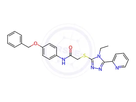 Chemical structure of N-(4-(Benzyloxy)phenyl)-2-((4-ethyl-5-(pyridin-2-yl)-4H-1,2,4-triazol-3-yl)thio)acetamide