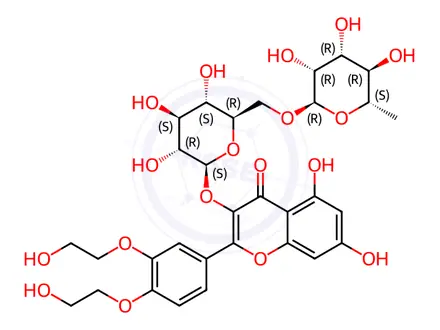 Chemical structure of 3’,4’-Bis(hydroxyethyl)rutoside