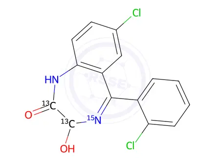 Chemical structure of Lorazepam-13C2,15N