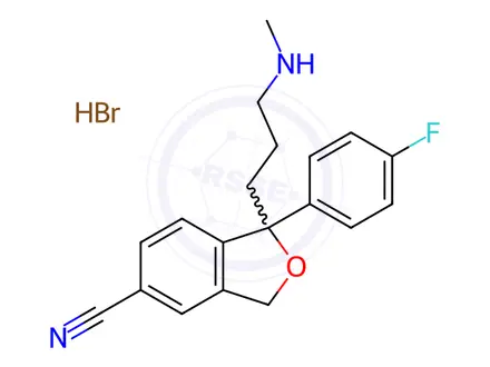 Chemical structure of rac Desmethyl Citalopram Hydrobromide