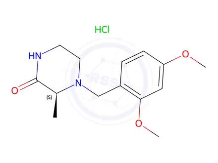 Chemical structure of (S)-4-(2,4-Dimethoxybenzyl)-3-methylpiperazin-2-one hydrochloride